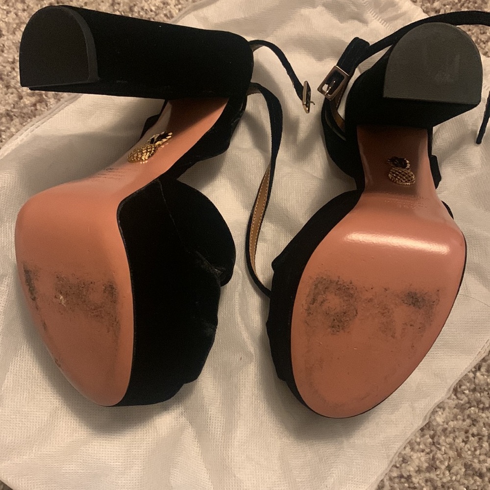 AQUAZZURA Velvet  Striped Leather Platform Sandals - Picture 8 of 9